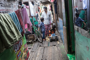 Jakarta Crowded Village Walkway